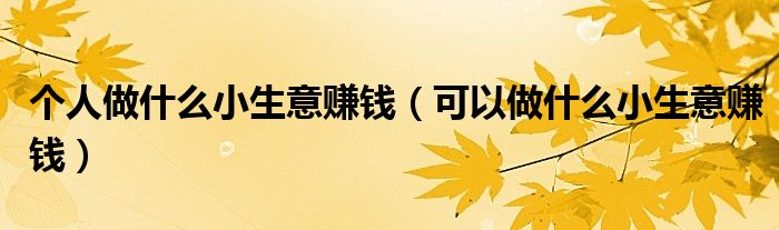 个人做什么小生意赚钱(可以做什么小生意赚钱)