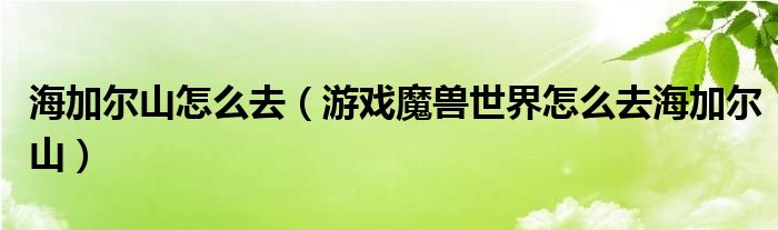 海加尔山怎么去(游戏魔兽世界怎么去海加尔山)