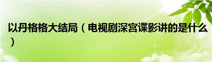 以丹格格大结局(电视剧深宫谍影讲的是什么)