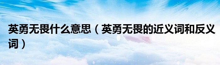 英勇无畏什么意思(英勇无畏的近义词和反义词)
