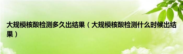 大规模核酸检测多久出结果(大规模核酸检测什么时候出结果)