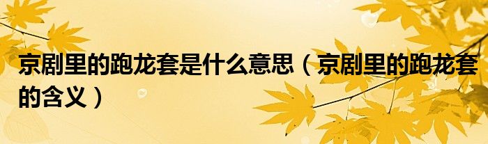 京剧里的跑龙套是什么意思(京剧里的跑龙套的含义)