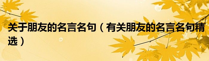 关于朋友的名言名句(有关朋友的名言名句精选)