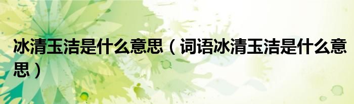 冰清玉洁是什么意思(词语冰清玉洁是什么意思)