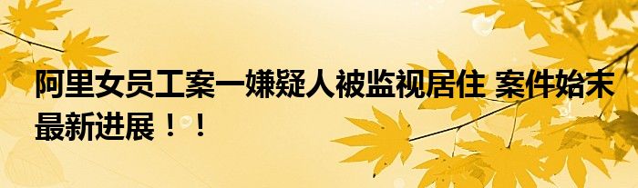 阿里女员工案一嫌疑人被监视居住 案件始末最新进展!!