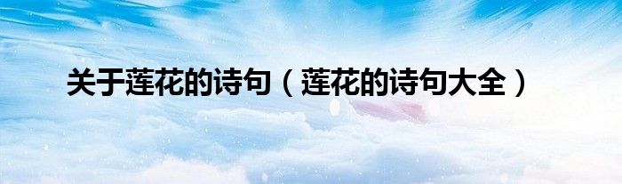关于莲花的诗句(莲花的诗句大全)