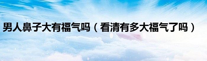 男人鼻子大有福气吗(看清有多大福气了吗)