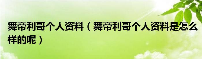 舞帝利哥个人资料(舞帝利哥个人资料是怎么样的呢)