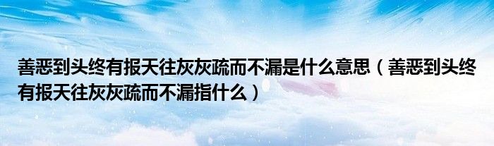 善恶到头终有报天往灰灰疏而不漏是什么意思(善恶到头终有报天往灰灰疏而不漏指什么)