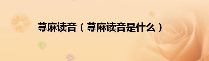荨麻读音(荨麻读音是什么)