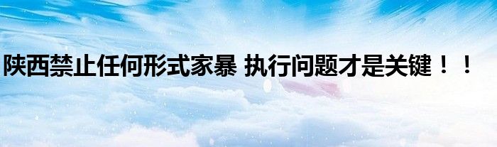陕西禁止任何形式家暴 执行问题才是关键!!