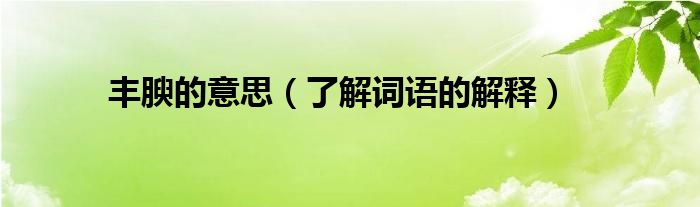 丰腴的意思(了解词语的解释)