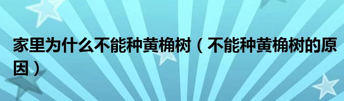家里为什么不能种黄桷树(不能种黄桷树的原因)