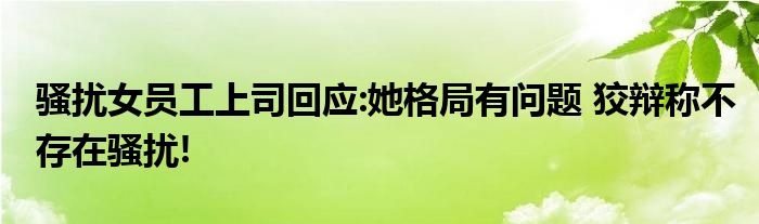 骚扰女员工上司回应:她格局有问题 狡辩称不存在骚扰!