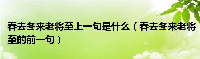 春去冬来老将至上一句是什么(春去冬来老将至的前一句)