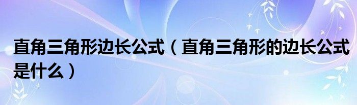 直角三角形边长公式(直角三角形的边长公式是什么)