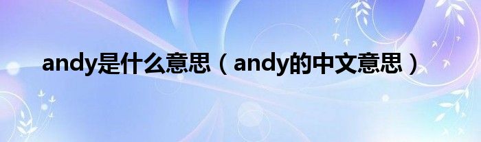 andy是什么意思(andy的中文意思)