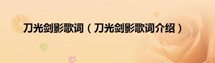 刀光剑影歌词(刀光剑影歌词介绍)