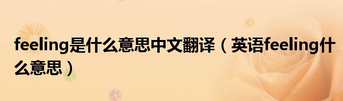 feeling是什么意思中文翻译(英语feeling什么意思)