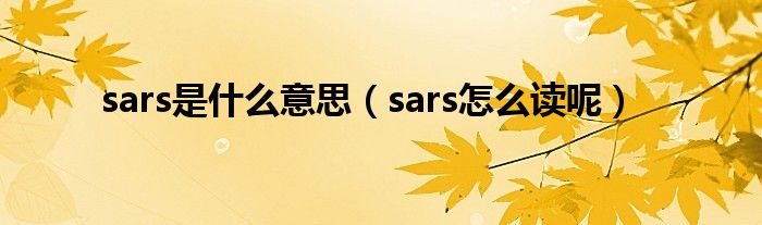 sars是什么意思(sars怎么读呢)