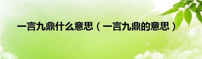 一言九鼎什么意思(一言九鼎的意思)