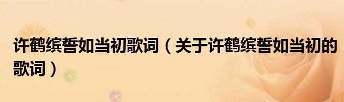 许鹤缤誓如当初歌词(关于许鹤缤誓如当初的歌词)