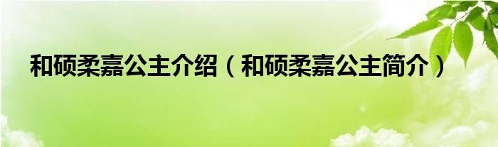 和硕柔嘉公主介绍(和硕柔嘉公主简介)