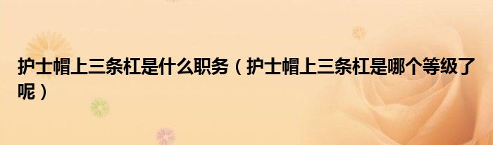 护士帽上三条杠是什么职务(护士帽上三条杠是哪个等级了呢)
