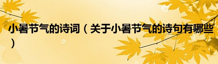 小暑节气的诗词(关于小暑节气的诗句有哪些)