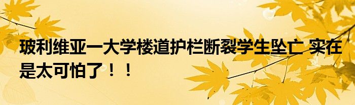 玻利维亚一大学楼道护栏断裂学生坠亡 实在是太可怕了!!