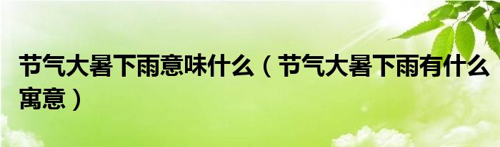 节气大暑下雨意味什么(节气大暑下雨有什么寓意)