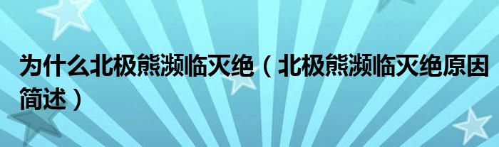 为什么北极熊濒临灭绝(北极熊濒临灭绝原因简述)
