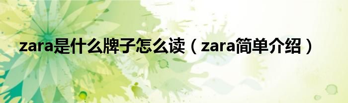 zara是什么牌子怎么读(zara简单介绍)