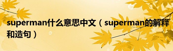superman什么意思中文(superman的解释和造句)