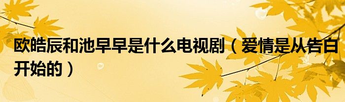 欧皓辰和池早早是什么电视剧(爱情是从告白开始的)