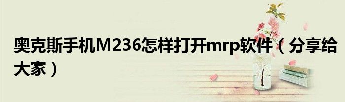 奥克斯手机M236怎样打开mrp软件（分享给大家）