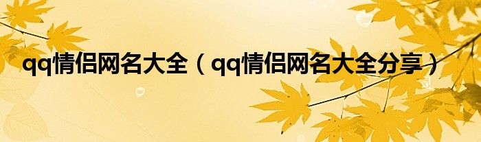 qq情侣网名大全(qq情侣网名大全分享)