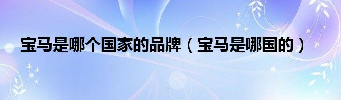 宝马是哪个国家的品牌(宝马是哪国的)