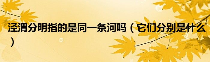 泾渭分明指的是同一条河吗(它们分别是什么)
