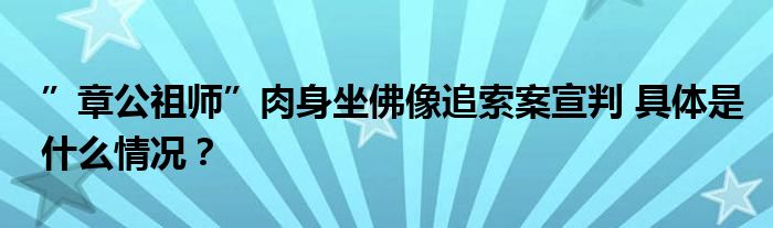 ”章公祖师”肉身坐佛像追索案宣判 具体是什么情况?