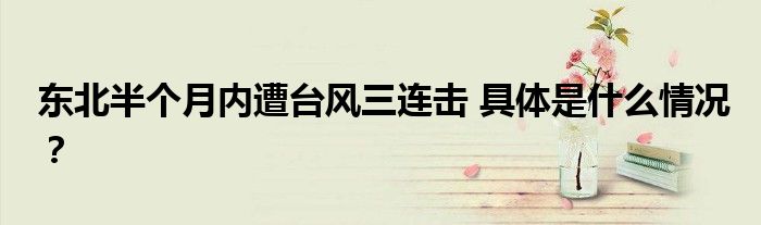 东北半个月内遭台风三连击 具体是什么情况？