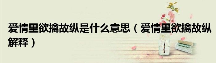 爱情里欲擒故纵是什么意思(爱情里欲擒故纵解释)