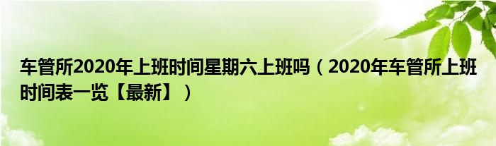 车管所2020年上班时间星期六上班吗(2020年车管所上班时间表一览【最新】)