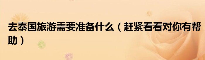 去泰国旅游需要准备什么(赶紧看看对你有帮助)