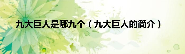 九大巨人是哪九个(九大巨人的简介)