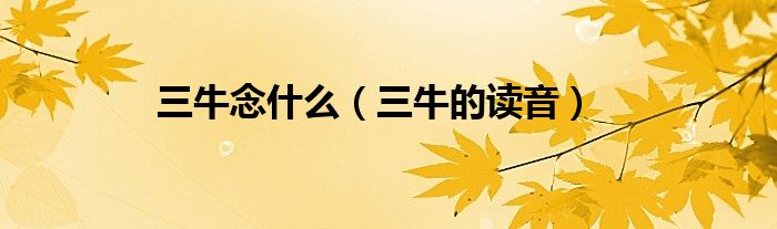 三牛念什么(三牛的读音)