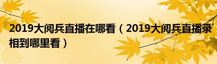 2019大阅兵直播在哪看(2019大阅兵直播录相到哪里看)
