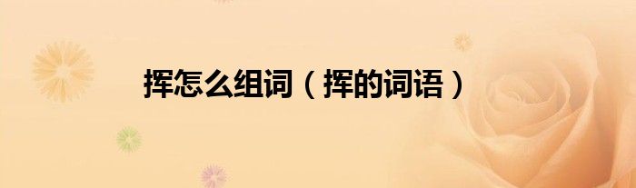 挥怎么组词（挥的词语）