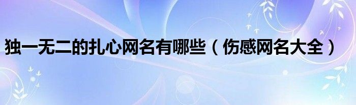 独一无二的扎心网名有哪些(伤感网名大全)