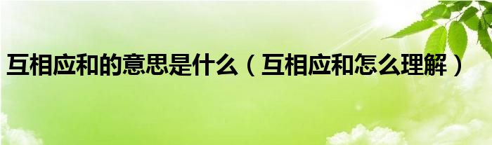 互相应和的意思是什么(互相应和怎么理解)